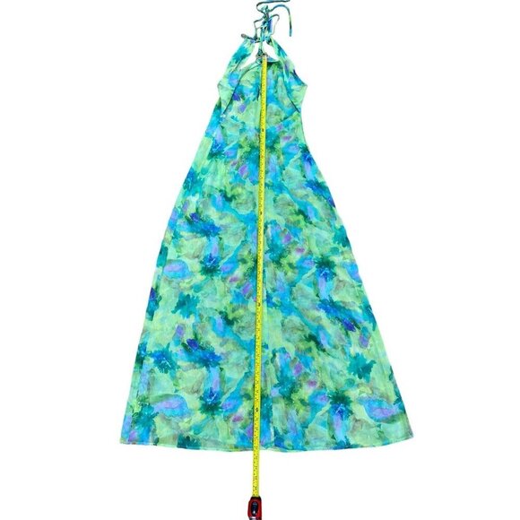 For Love and Lemons Sz S Dress Green Halter Maxi Retro Boho Resortwear Preppy - Picture 8 of 9